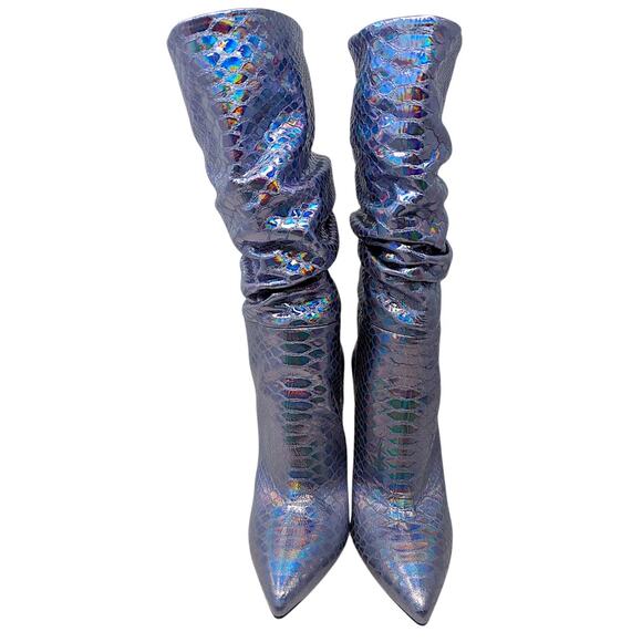 Paris Texas Slouch Boots | Iridescent Holographic Snakeskin | Size EU 40 US 10 - Picture 3 of 7